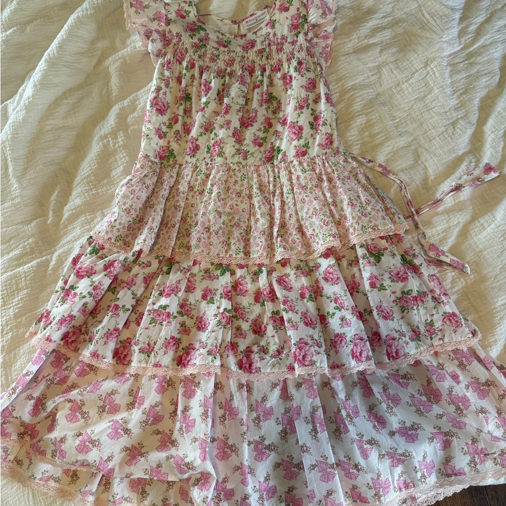 LoveShackFancy X American Girl Pink Floral Tiered Sundress
